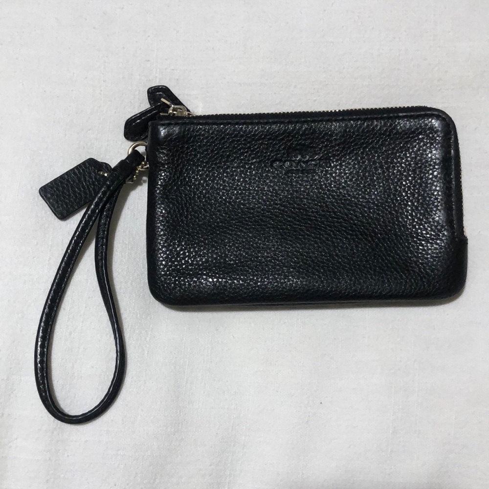 Coach black mini wristlet